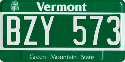 VT license plate BZY573