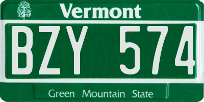 VT license plate BZY574
