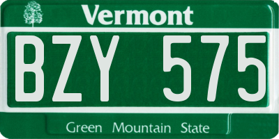 VT license plate BZY575