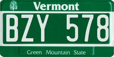 VT license plate BZY578