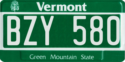 VT license plate BZY580