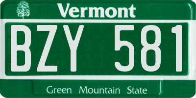 VT license plate BZY581