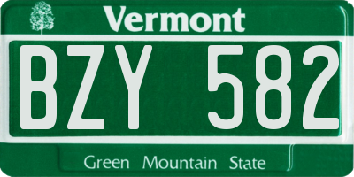 VT license plate BZY582