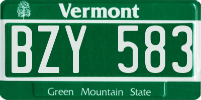VT license plate BZY583