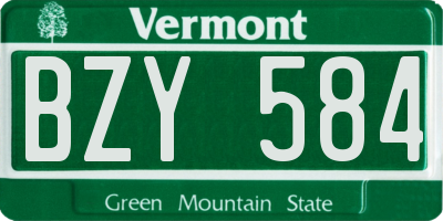 VT license plate BZY584
