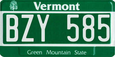 VT license plate BZY585