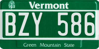 VT license plate BZY586