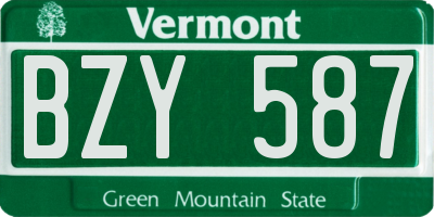 VT license plate BZY587
