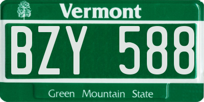 VT license plate BZY588