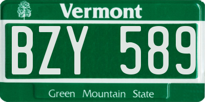 VT license plate BZY589