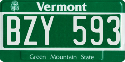VT license plate BZY593
