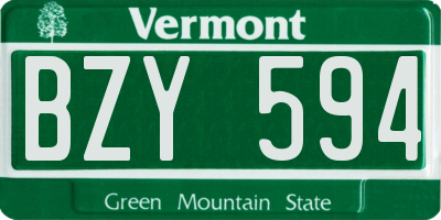 VT license plate BZY594
