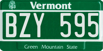 VT license plate BZY595