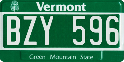 VT license plate BZY596