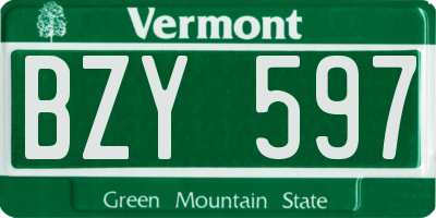 VT license plate BZY597