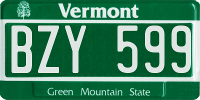 VT license plate BZY599