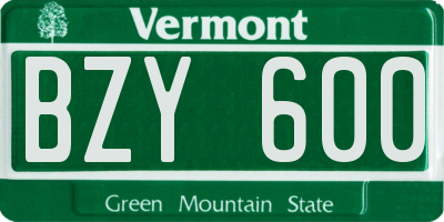 VT license plate BZY600