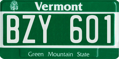 VT license plate BZY601