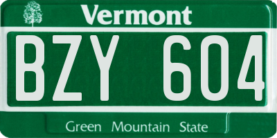VT license plate BZY604