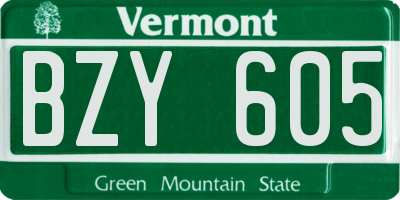 VT license plate BZY605