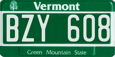 VT license plate BZY608