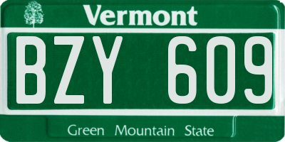 VT license plate BZY609