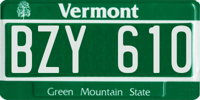 VT license plate BZY610