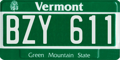 VT license plate BZY611