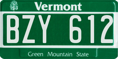 VT license plate BZY612