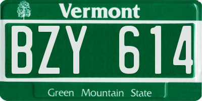 VT license plate BZY614