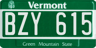 VT license plate BZY615