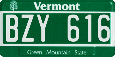 VT license plate BZY616