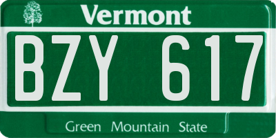 VT license plate BZY617