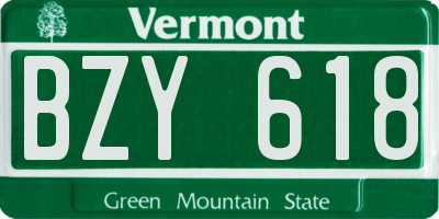 VT license plate BZY618