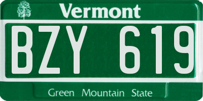 VT license plate BZY619