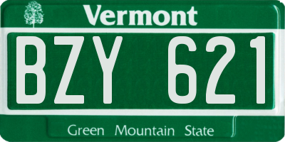 VT license plate BZY621
