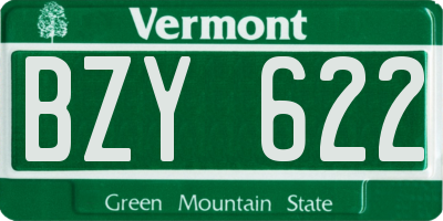 VT license plate BZY622