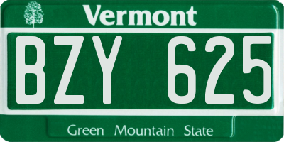 VT license plate BZY625