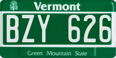 VT license plate BZY626