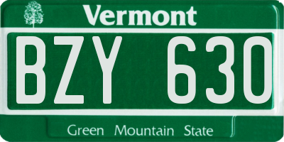 VT license plate BZY630