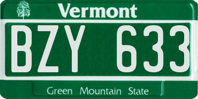 VT license plate BZY633