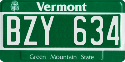VT license plate BZY634