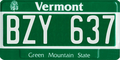 VT license plate BZY637