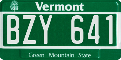 VT license plate BZY641
