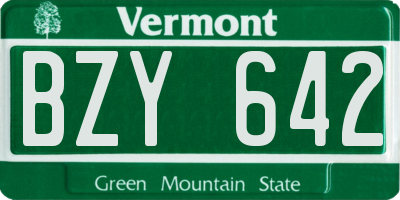 VT license plate BZY642