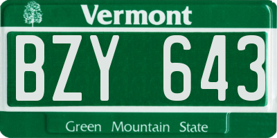 VT license plate BZY643