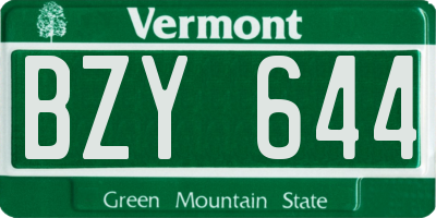 VT license plate BZY644