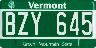 VT license plate BZY645