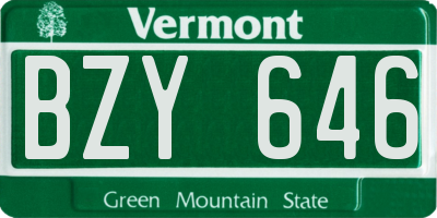 VT license plate BZY646