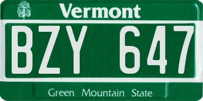 VT license plate BZY647